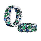 Robert Procop Platinum De La Vie 1.77cttw Emerald & 2.07cttw Blue Sapphire Ring - Size 6
