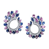 Robert Procop Platinum De La Vie 0.66cttw Diamond & 6.73cttw Mixed Sapphire Hoop Earrings