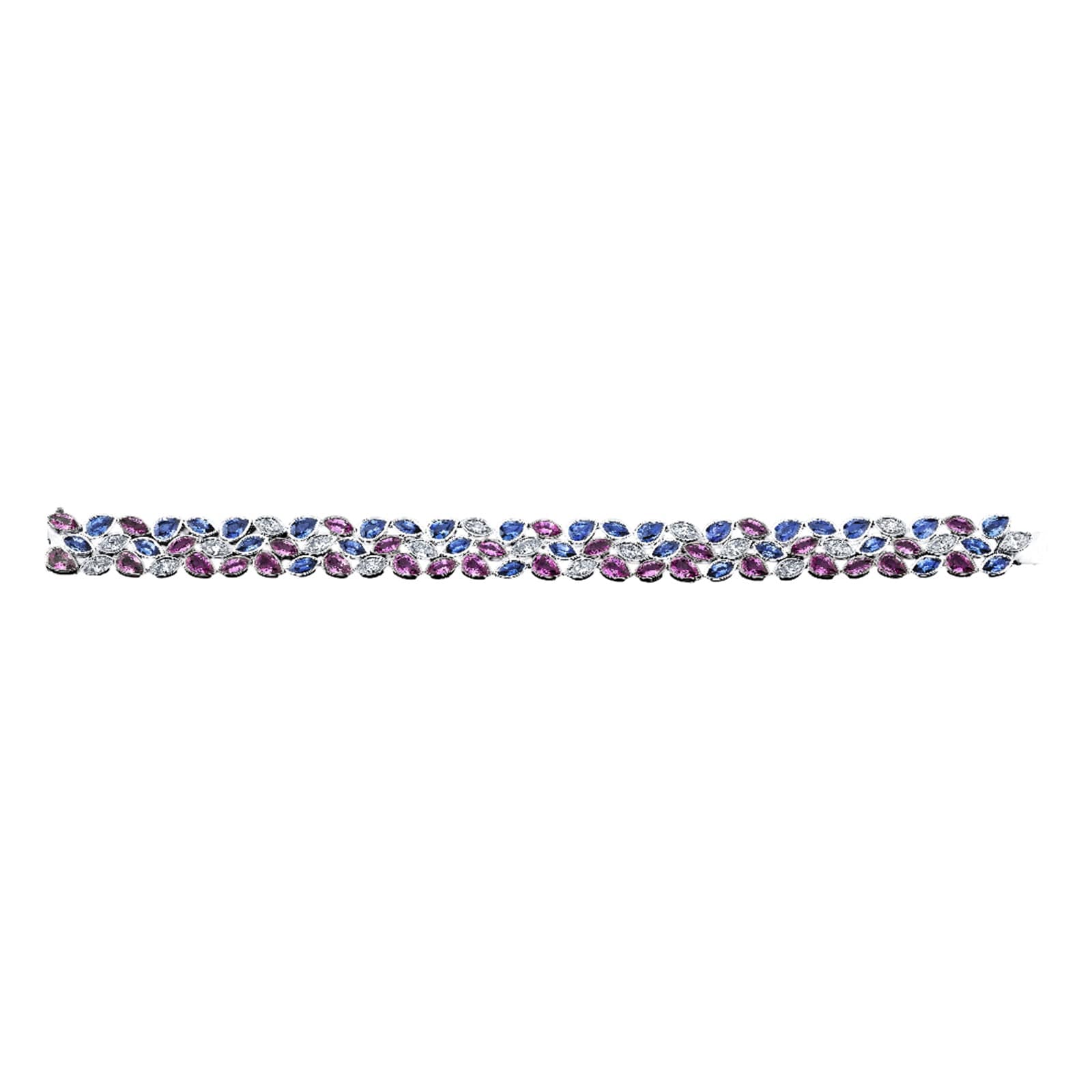Robert Procop Platinum De La Vie 3.75cttw Diamond & 20.34cttw Mixed Sapphire Bracelet