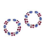Robert Procop 18K White Gold American Glamour Diamond, Sapphire & Ruby Hoop Earrings