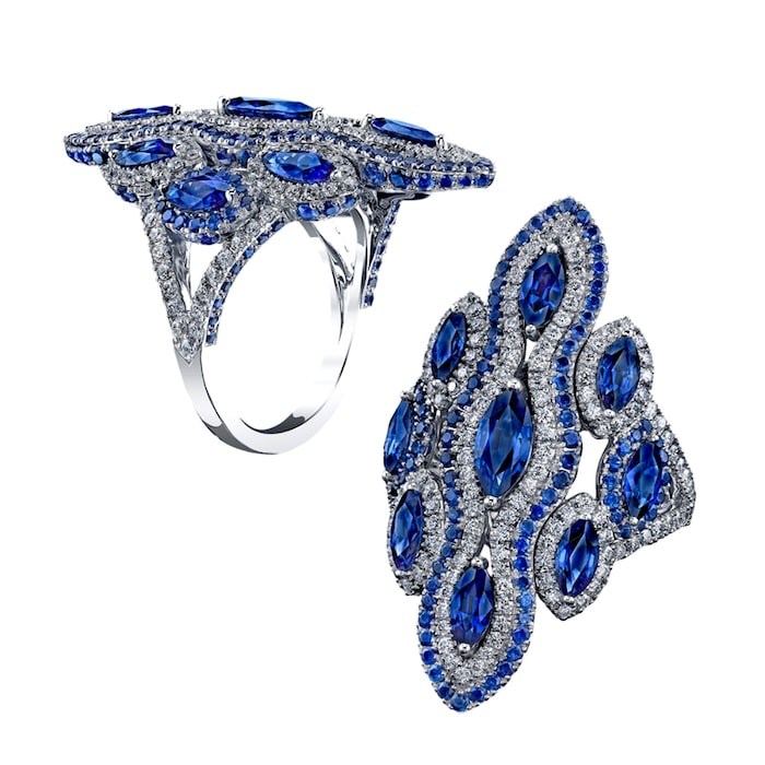 Robert Procop Platinum Bella Linda 0.86cttw Diamond & 4.47cttw Blue Sapphire Ring