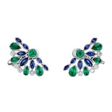 Robert Procop Platinum De La Vie Diamond, Emerald & Sapphire Cluster Earrings