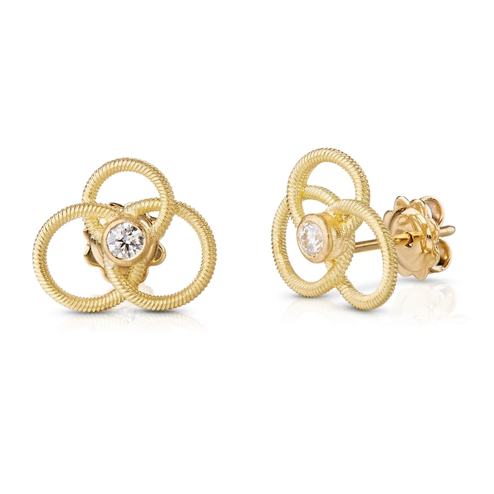 Buccellati 18k Yellow Gold 0.20cttw Diamond Hawaii 3 Circle Stud Earrings