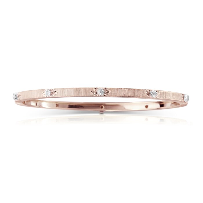 Buccellati 18k Rose Gold 0.15cttw Diamond Macri Bracelet Size 16