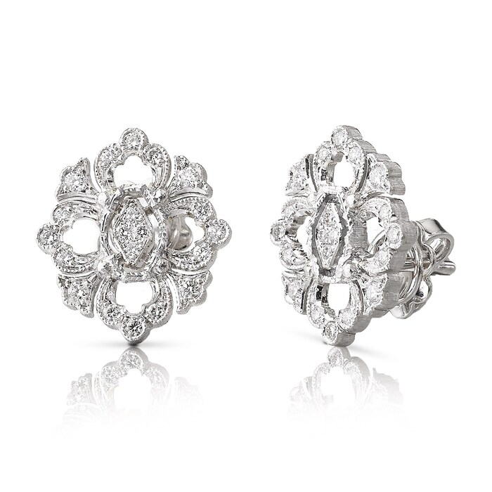 Buccellati 18k White Gold 0.25cttw Pave Diamond Opera Stud Earrings