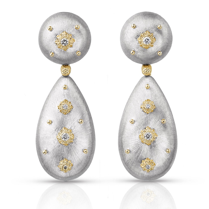 Buccellati 18k White and Yellow Gold 0.22cttw Diamond Macri Pendant Earrings