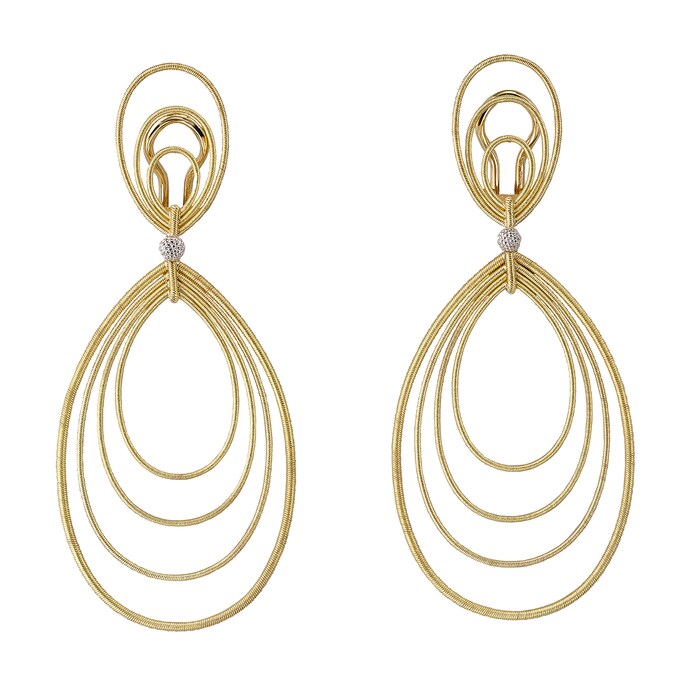 Buccellati 18k Yellow Gold Waikiki Hawaii Multiple Pear Shape Hoop Earrings