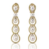 Buccellati 18k Yellow and White Gold Rete 5 Pearl Drop Earrings