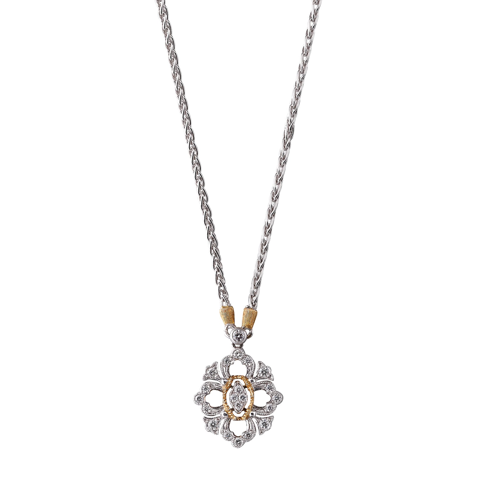 P21967W Diamond Pendant, 1.10 Carat on 18k White Gold Women's Necklace