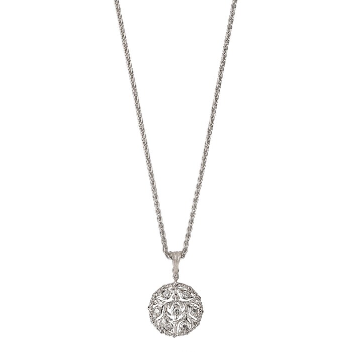 Buccellati 18k White Gold 0.20cttw Diamond Ramage Circle Pendant