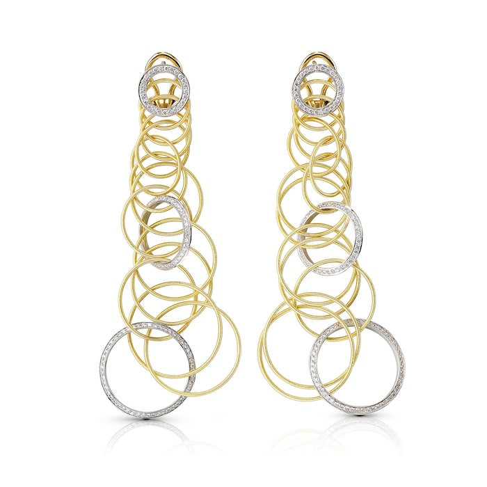 Buccellati 18k Yellow and White Gold 2.24cttw Hoop Long Drop Earrings