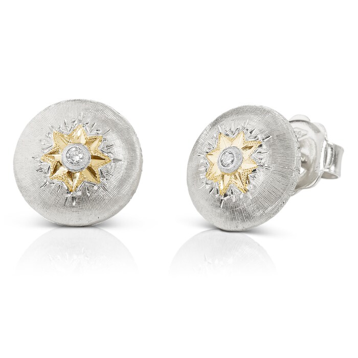 Buccellati 18k White and Yellow Gold 0.03cttw Diamond Macri Stud Earrings