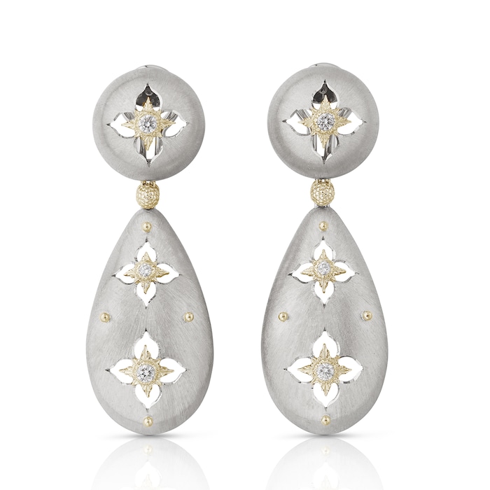 Buccellati 18k White and Yellow Gold 0.24cttw Diamond Macri Pendant Drop Earrings
