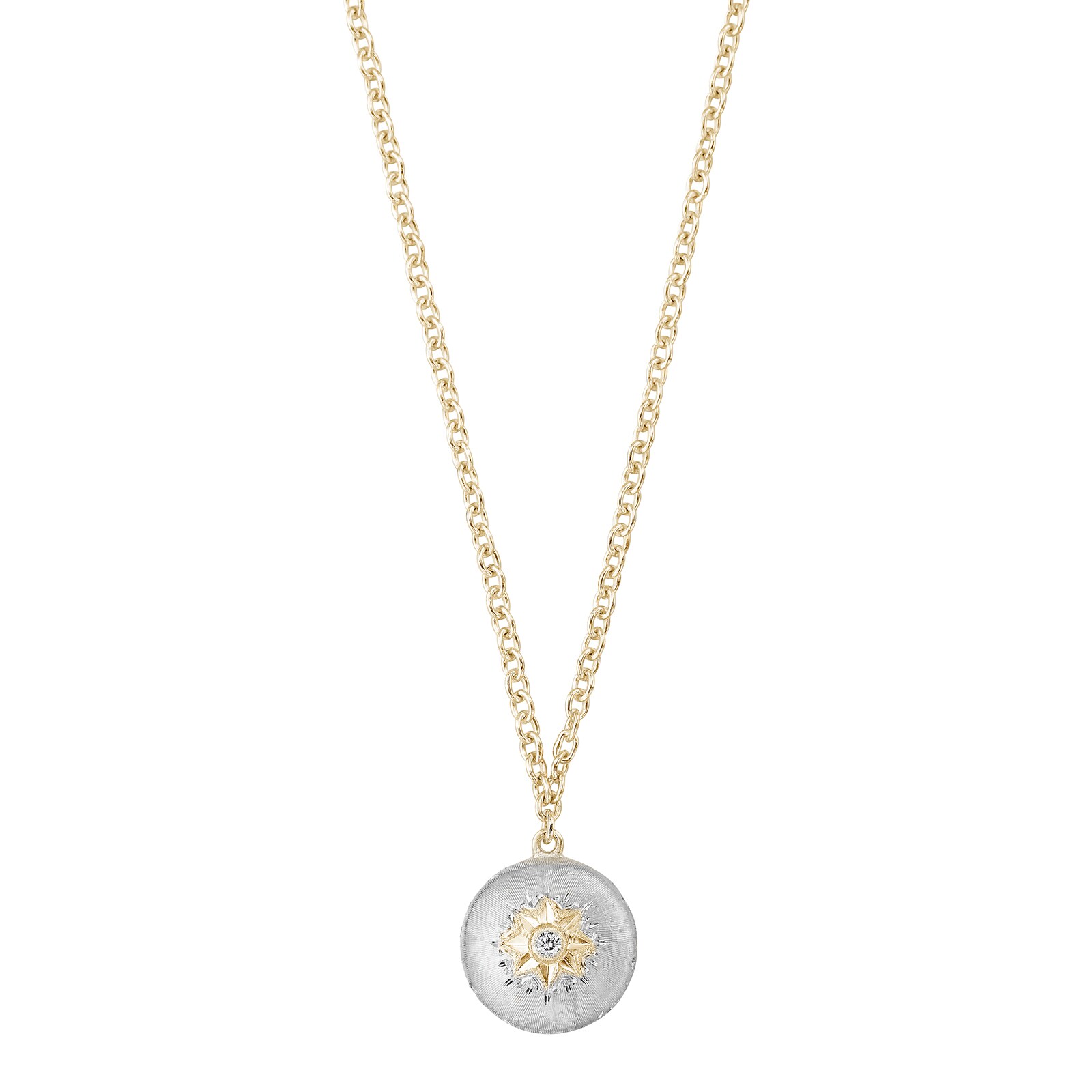 Buccellati 18k Yellow and White Gold Diamond Macri Small Pendant 16.75"