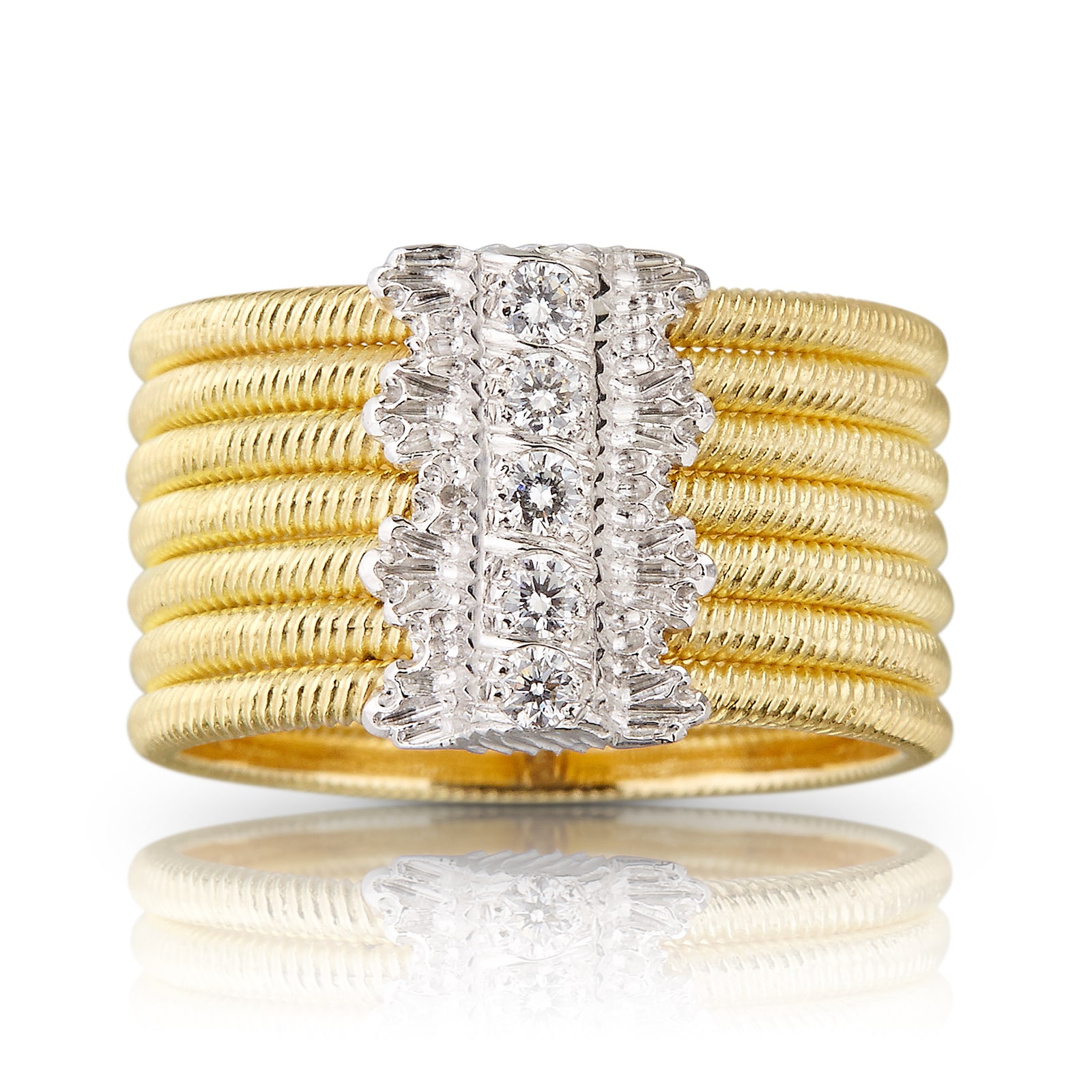 18k White or Yellow Gold 7 Strands Hand Braided Ring Band