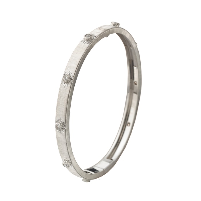 Buccellati 18k White Gold 0.50cttw Diamond Macri Bangle Size 17