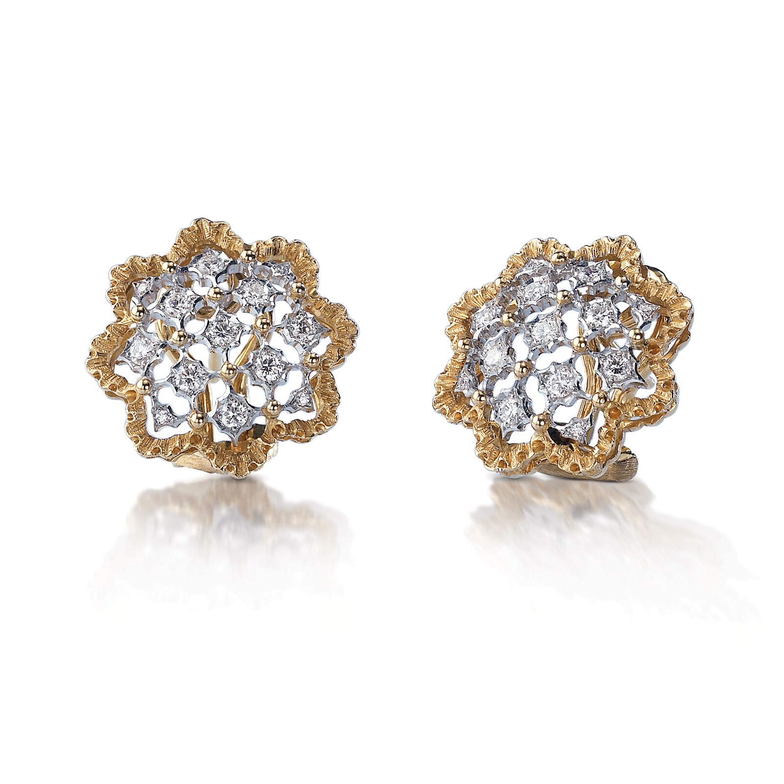 Buccellati 18k Yellow and White Gold 0.47cttw Diamond Rombi 15mm Earrings