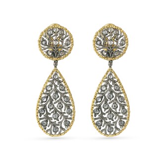 Buccellati 18k Yellow and White Gold 0.88cttw Diamond Ramage 5.7cm Drop Earrings