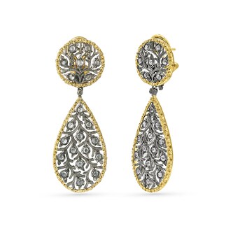 Buccellati 18k Yellow and White Gold 0.88cttw Diamond Ramage 5.7cm Drop Earrings