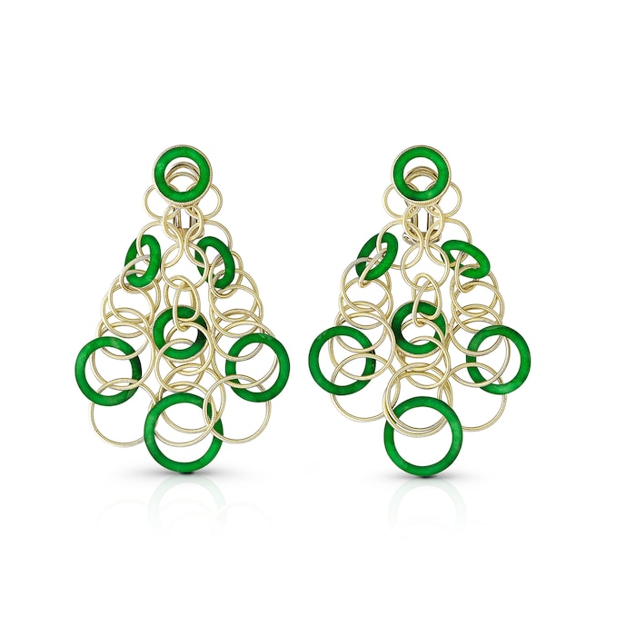 Buccellati 18k Yellow Gold Jade Hawaii 7cm Drop Earrings