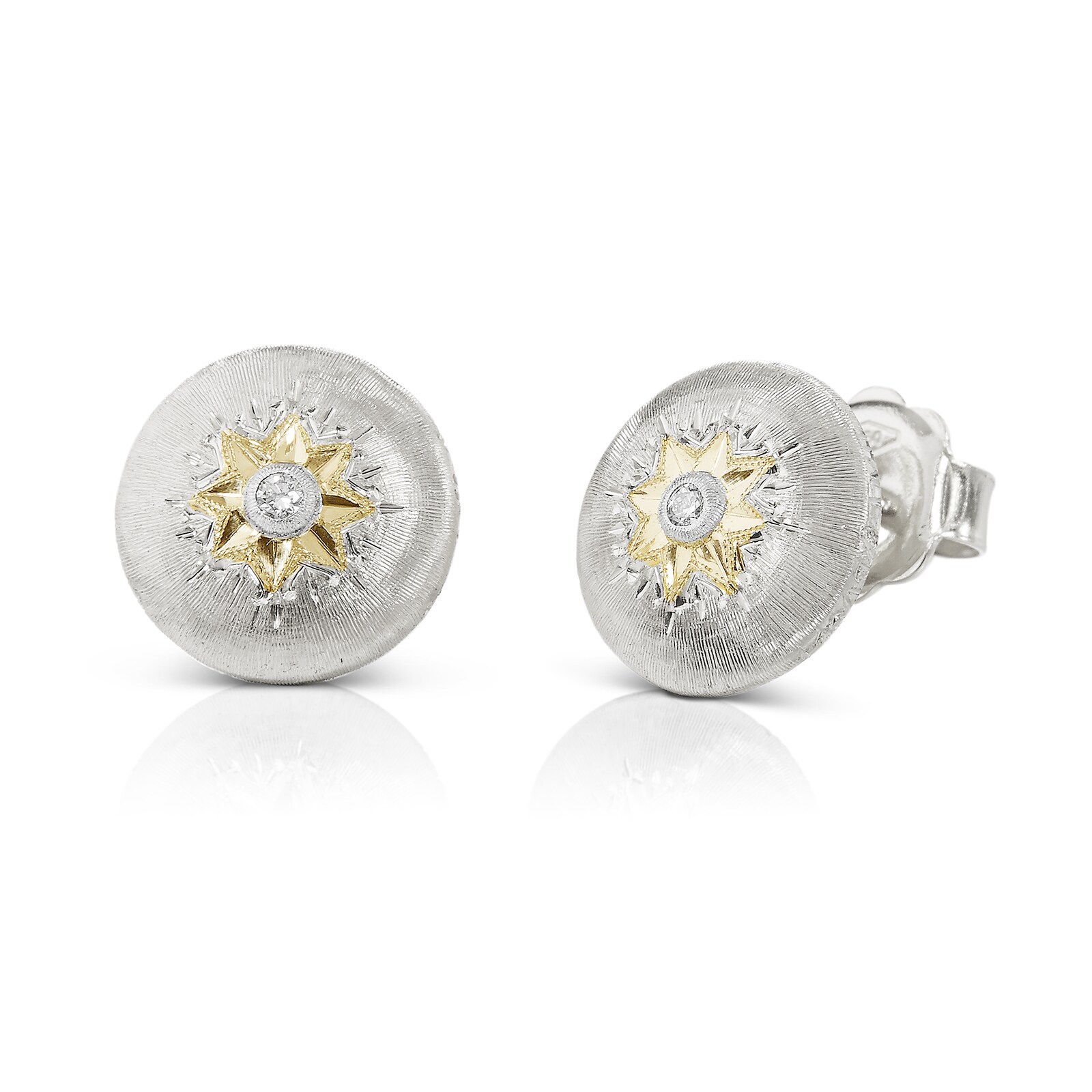 Buccellati 18k White and Yellow Gold 0.03cttw Diamond Macri 10mm Stud Earrings