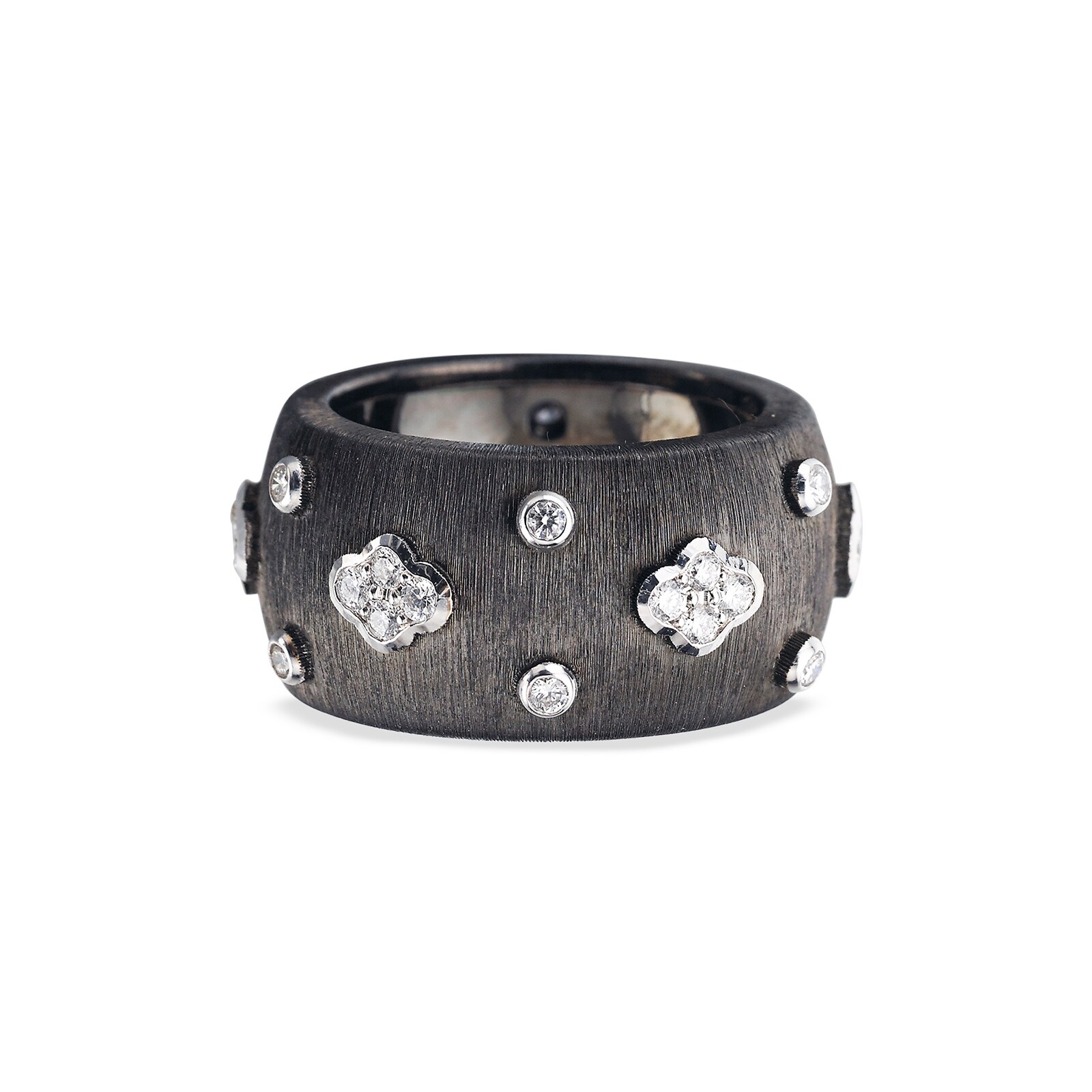 Buccellati 18k White Gold DLC 0.54cttw Diamond Macri Ring Size 53