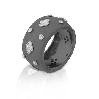 Buccellati 18k White Gold DLC 0.54cttw Diamond Macri Ring Size 53