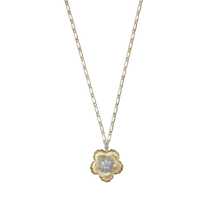 Buccellati 18k Yellow and White Gold 0.44cttw Diamond Oro Daphne Pendant 16"