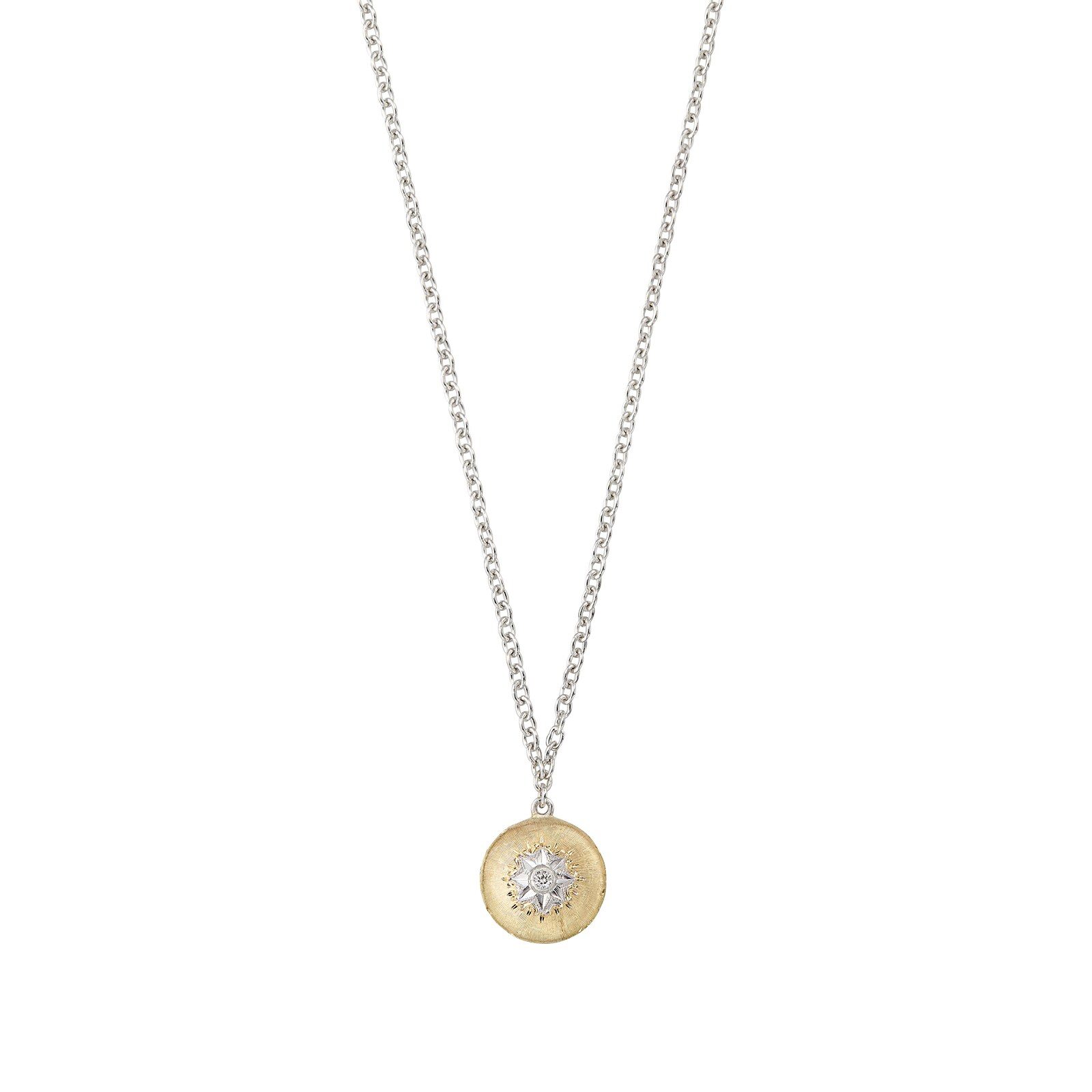 Buccellati 18k White and Yellow Gold 0.15cttw Diamond Macri Pendant 16"