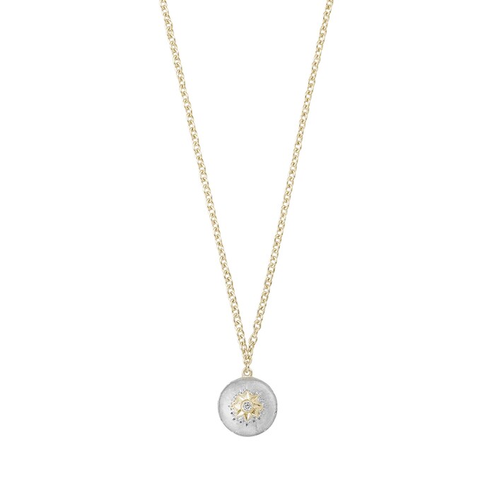 Buccellati 18k Yellow and White Gold 0.15cttw Diamond Macri Pendant 16"