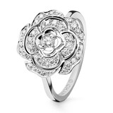 Chanel 18k White Gold 0.33cttw Diamond Bouton de Camélia Ring Size 6.25