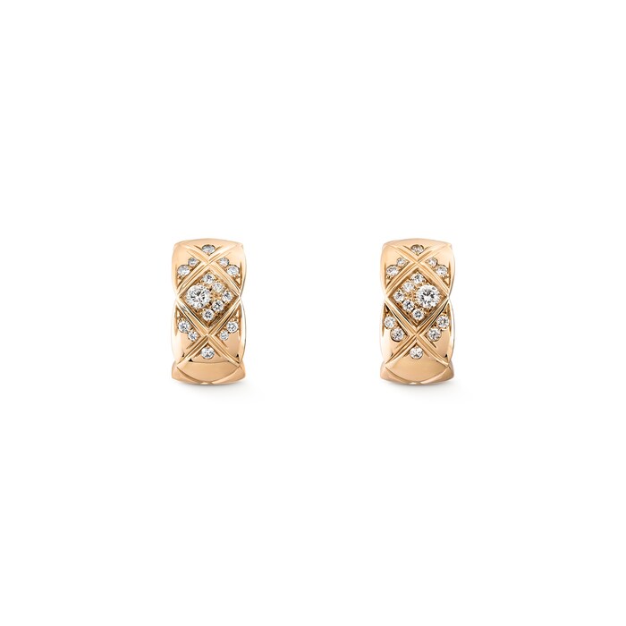Chanel Jewelry 18k Beige Gold 0.19cttw Diamond Coco Crush Huggie Earrings