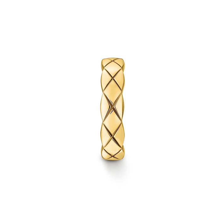 Chanel Jewelry 18k Yellow Gold Coco Crush Quilted Single Huggie Earring