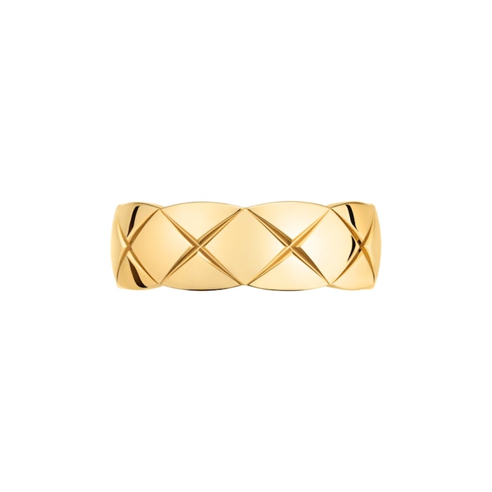 Chanel Jewelry 18k Yellow Gold Coco Crush Quilted Small Band Size 7.5