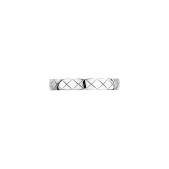 Chanel Jewelry 18k White Gold Coco Crush Quilted Mini Band Size 7.25