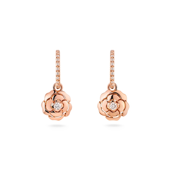 Chanel Jewelry 18k Rose Gold 0.14cttw Diamond Extrait De Camélia Drop Earrings