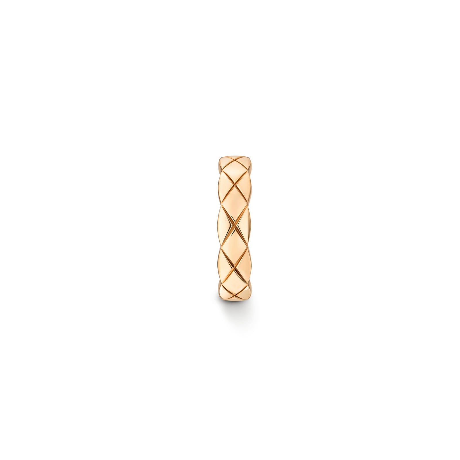 Chanel Jewelry 18k Beige Gold Coco Crush Quilted Motif Single Huggie Earring Chanel Jewelry 18k Beige Gold Coco Crush Quilted Motif Single Huggie Earring