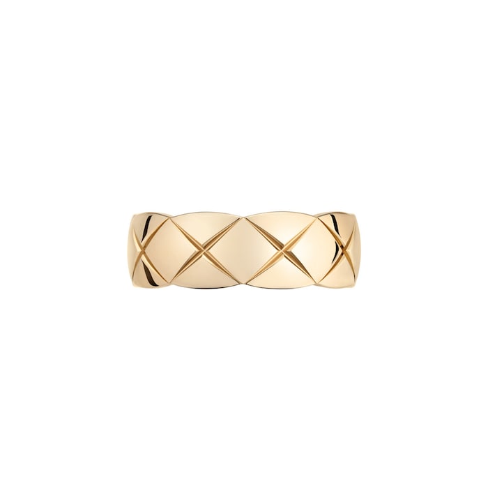 Chanel Jewelry 18k Beige Gold Coco Crush Quilted Small Band Size 6.75