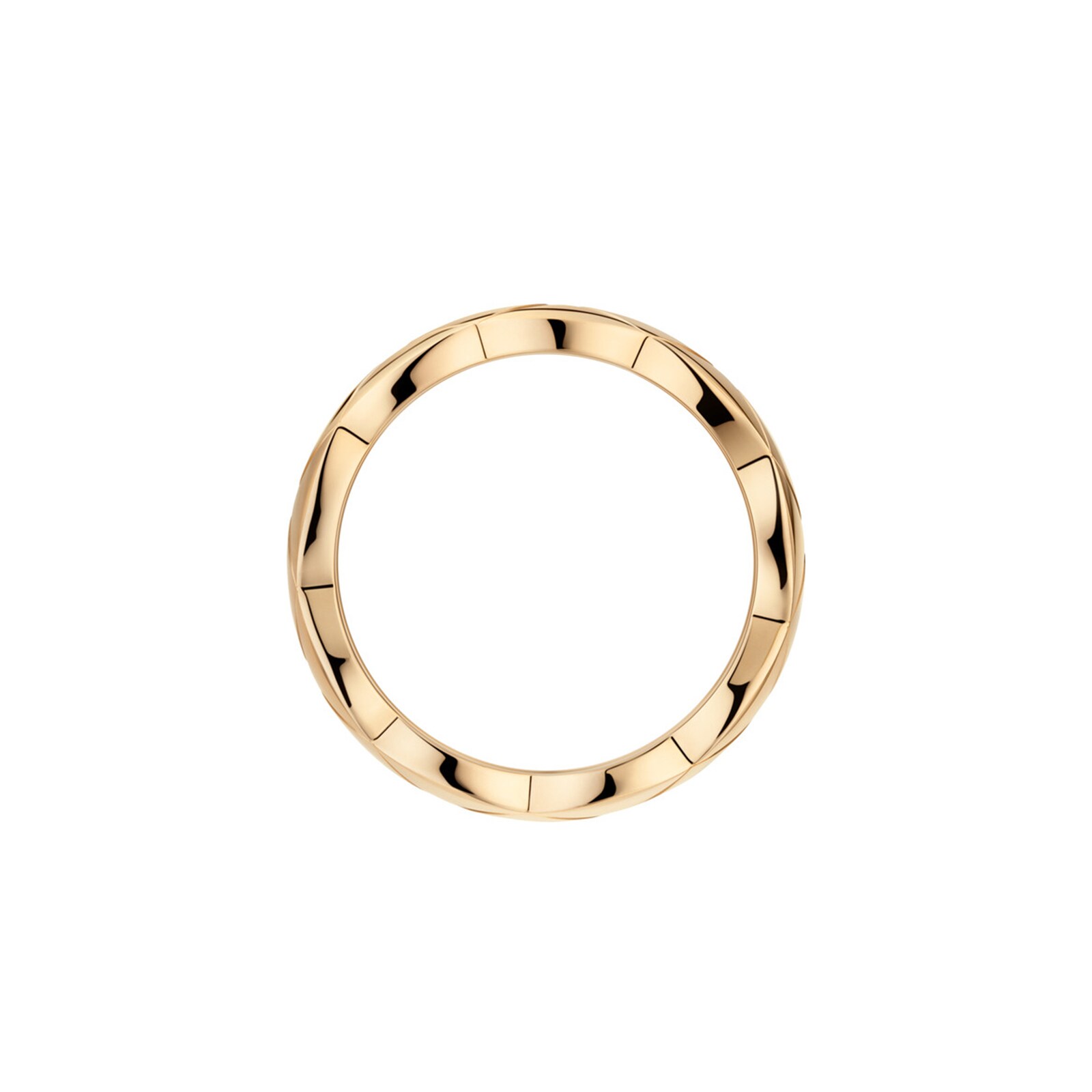 Chanel Jewelry 18k Beige Gold Coco Crush Quilted Small Band Size 6.75