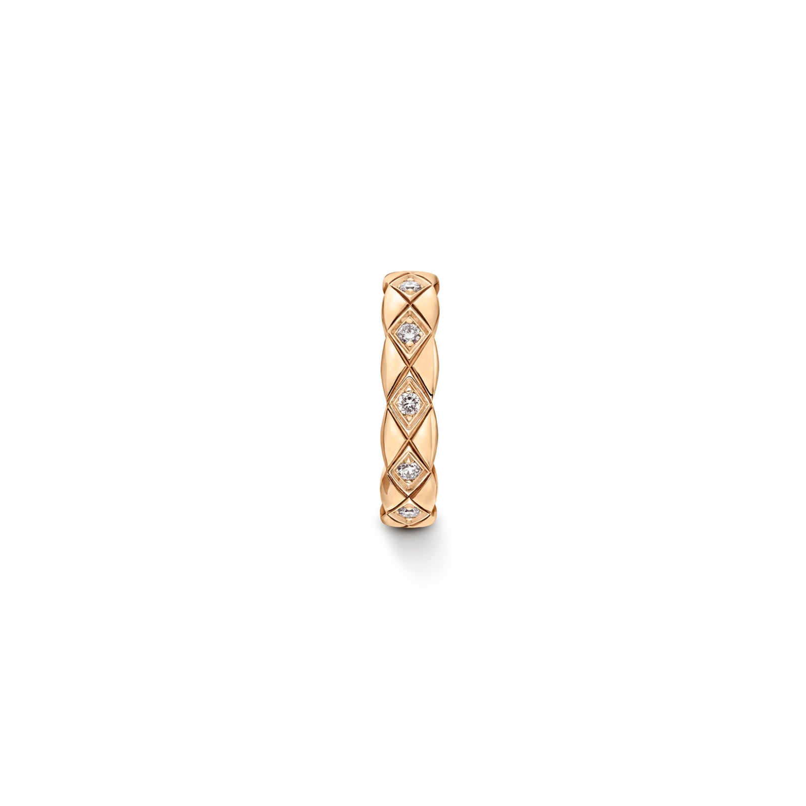 Chanel Jewelry 18k Beige Gold Coco Crush Quilted Motif Single Huggie Earring Chanel Jewelry 18k Beige Gold Coco Crush Quilted Motif Single Huggie Earring