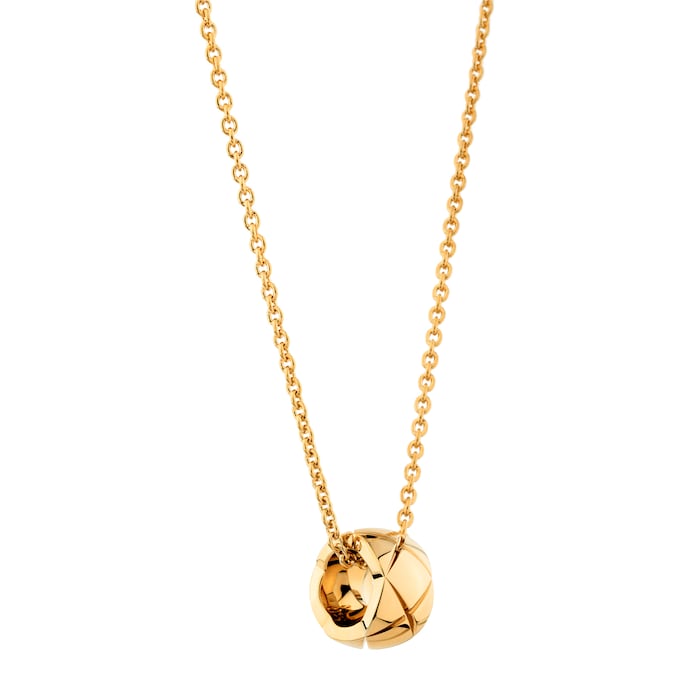 Chanel Coco Crush Necklace Quilted Motif, 18k Yellow Gold, Diamonds J12103  - JewelryReluxe