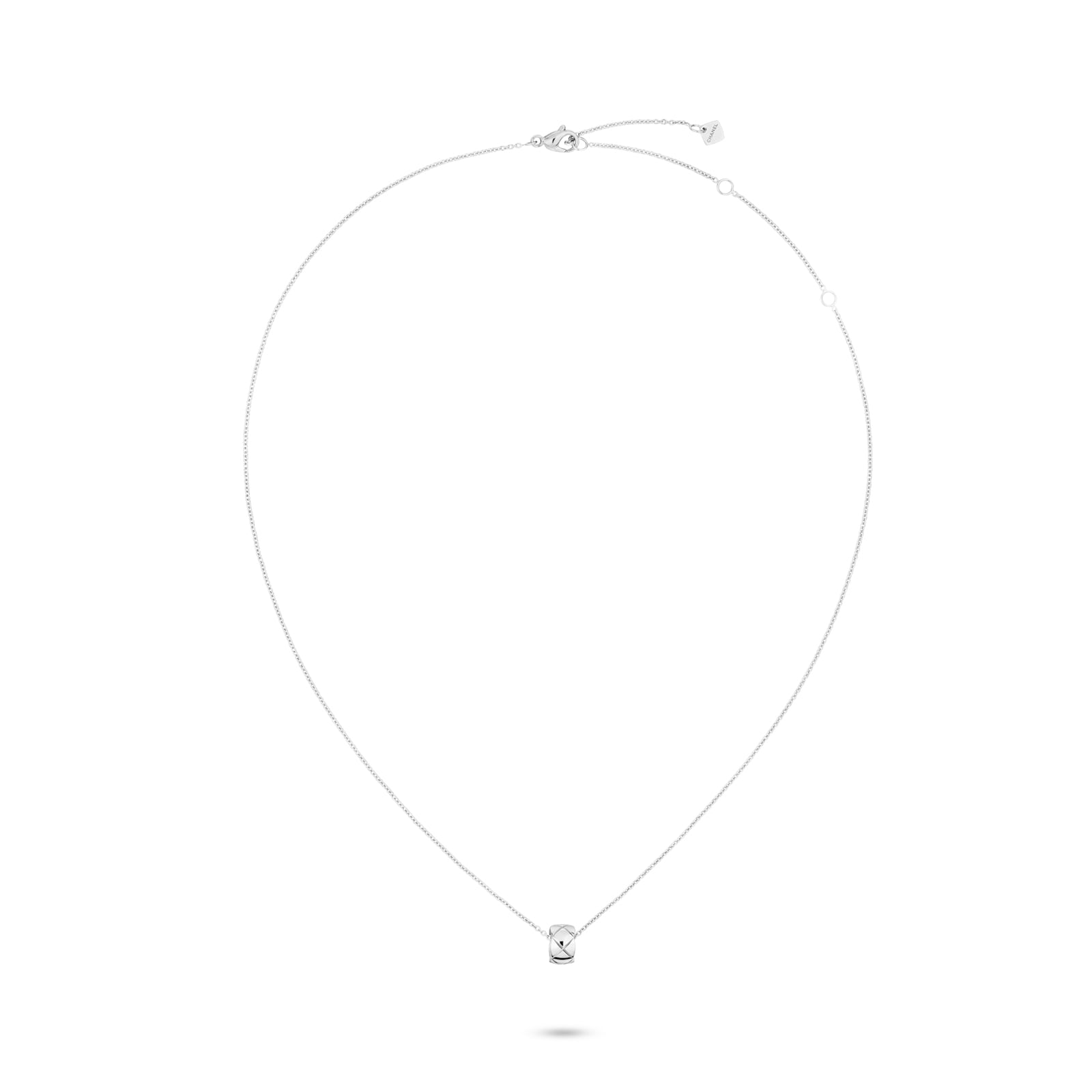 Chanel Jewelry 18k White Gold Coco Crush Quilted Motif Necklace Chanel Jewelry 18k White Gold Coco Crush Quilted Motif Necklace