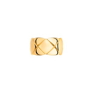 Chanel Jewelry 18k Yellow Gold Coco Crush Quilted Motif Large Band Size 53  J10574/53