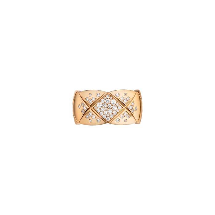 Chanel Jewelry 18k Beige Gold 0.44cttw Diamond Coco Crush Large Band Size 6.25