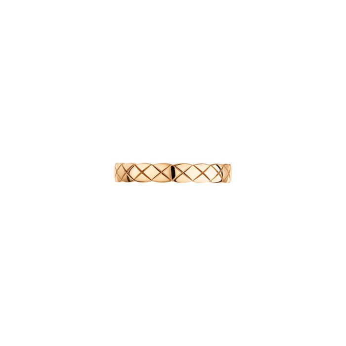 Chanel Jewelry 18k Beige Gold Coco Crush Quilted Mini Band Size 6.25