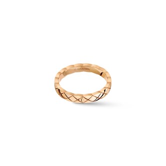Chanel Jewelry 18k Beige Gold Coco Crush Quilted Mini Band Size 6.25