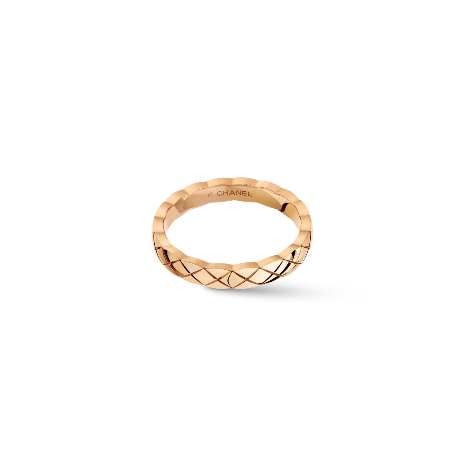 Chanel Jewelry 18k Beige Gold Coco Crush Quilted Mini Band Size 6.25