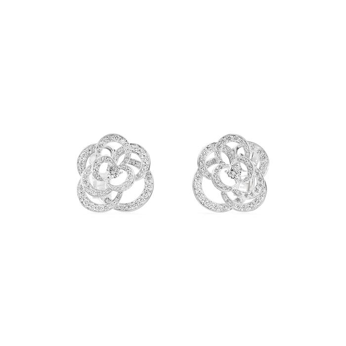 Chanel Jewelry 18k White Gold 1.39cttw Diamond Extrait De Camélia Earrings