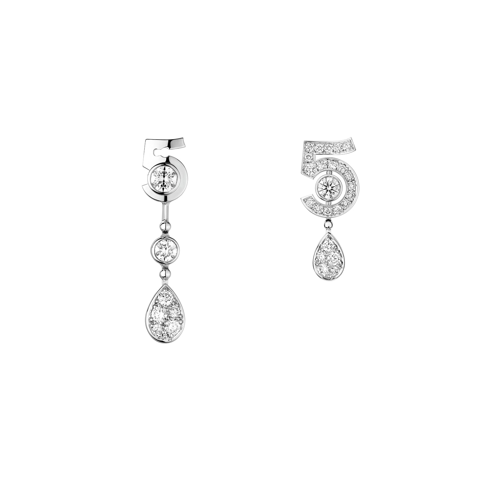 Chanel Jewelry 18k White Gold 0.67cttw Diamond No.5 Transformable Earrings  J11992