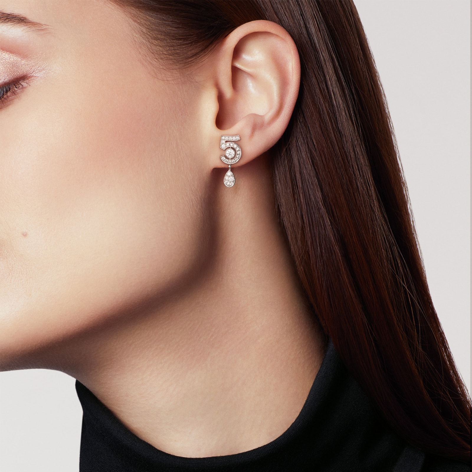 Chanel Jewelry 18k White Gold 0.67cttw Diamond No.5 Transformable Earrings Chanel Jewelry 18k White Gold 0.67cttw Diamond No.5 Transformable Earrings